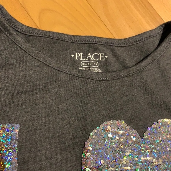 NWOT/VEUC Children’s Place Girl’s Flip Sequins LOVE Long Sleeve T-shirt -size 14 - Picture 5 of 8